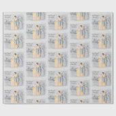 Blau und Gold Mary, Joseph und Jesus Holiday Geschenkpapier (Flach)