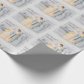 Blau und Gold Mary, Joseph und Jesus Holiday Geschenkpapier (Ecke)