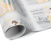 Blau und Gold Mary, Joseph und Jesus Holiday Geschenkpapier (Rolleneckpunkt)