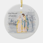 Blau und Gold Mary, Joseph und Jesus Holiday Keramik Ornament (Vorne)