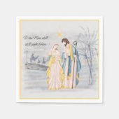 Blau und Gold Mary, Joseph und Jesus Holiday Serviette (Vorderseite)