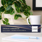 Blau und Gold mit Logo Namensplakette