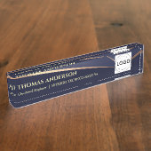 Blau und Gold mit Logo Namensplakette (Seite)