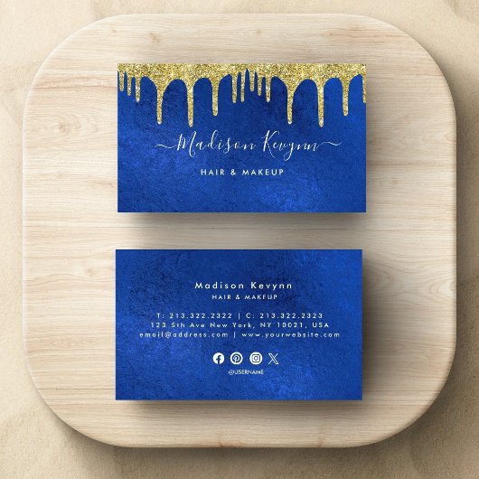 Blau und Gold modern Visitenkarte