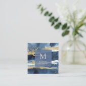 Blau und Gold Moderne Abstrakt| Soziale Medien Quadratische Visitenkarte (Stehend Vorderseite)