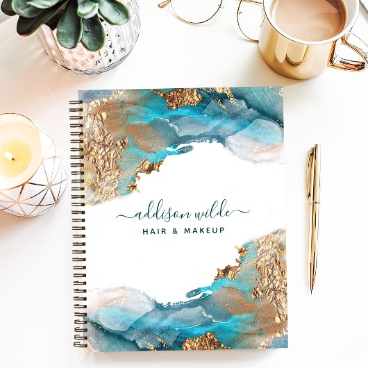 Blau und Gold - Moderne Aquarellfarben Notizblock