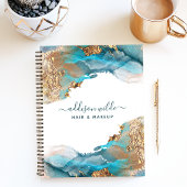 Blau und Gold - Moderne Aquarellfarben Notizblock