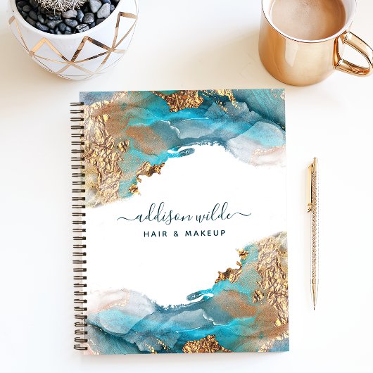 Blau und Gold - Moderne Aquarellfarben Notizblock