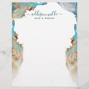 Blau und Gold moderne Art Liquid Tinte Briefbogen