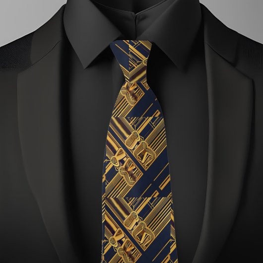 Blau und Gold Moderne Industriemodelle Krawatte