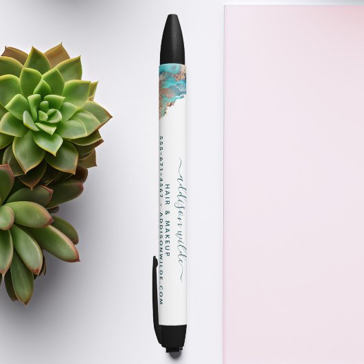 Blau und Gold Moderne Kunst Flüssige Aquarellfarbe Kugelschreiber