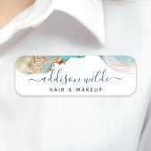 Blau und Gold Moderne Kunst Flüssige Aquarellfarbe Namensschild