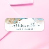 Blau und Gold Moderne Kunst Flüssige Aquarellfarbe Namensschild