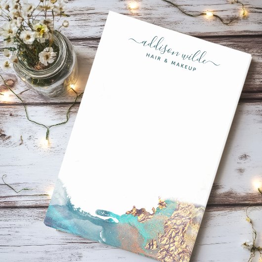 Blau und Gold Moderne Kunst Flüssige Aquarellfarbe Post-it Klebezettel