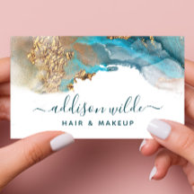 Blau und Gold Moderne Kunst Flüssige Aquarellfarbe