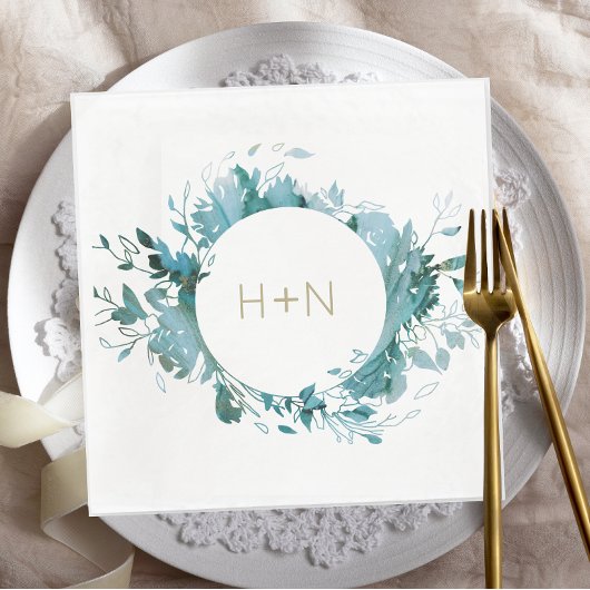 Blau und Gold Modernes minimalistisches Brautparty Serviette