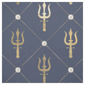 Blau- und Gold-Nautic-Trident-Muster Stoff (Muster)