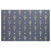 Blau- und Gold-Nautic-Trident-Muster Stoff (Fat Quarter (45,7 x 55,9 cm))