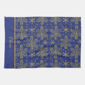 Blau und Gold Personalisiert Geschirrtuch (Horizontal)