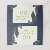 Blau und Gold Platzkarte (Außenseite Aufgefaltet)