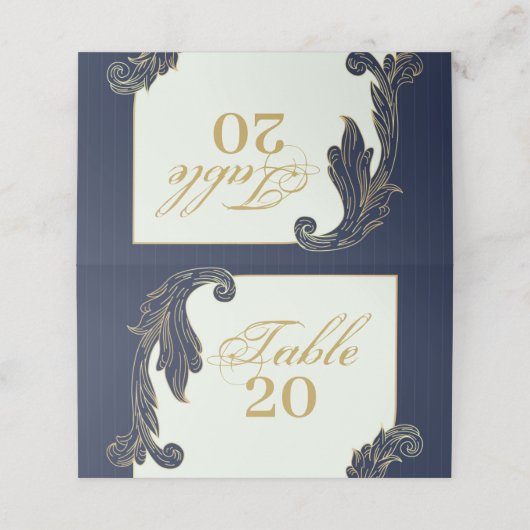 Blau und Gold Platzkarte (Außenseite Aufgefaltet)