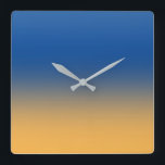 Blau und Gold Quadratische Wanduhr<br><div class="desc">.</div>