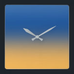 Blau und Gold Quadratische Wanduhr<br><div class="desc">.</div>