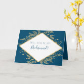 Blau und Gold Rahmen modern Karte (Gelbe Blume)