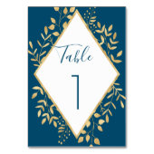 Blau und Gold Rahmen modern Tischnummer (Rückseite)