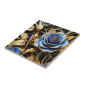 Blau und Gold Rose Jugendstil Fliese (Seite)