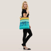Blau und Gold Rustikale Monogramme Tasche (Am Model)