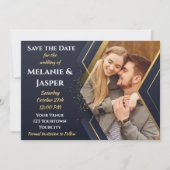 Blau und Gold Save The Date (Vorderseite)