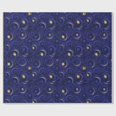 Blau und Gold Snowflake Damask Muster Geschenkpapier (Flach)