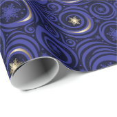 Blau und Gold Snowflake Damask Muster Geschenkpapier (Rolleneckpunkt)