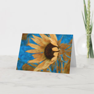 Blau und Gold Sonnenblumen-Design Karte