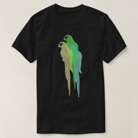 Blau und Gold und grüne Maca T-Shirt (Design vorne)
