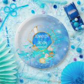 Blau und Gold unter dem Meeresthema Papier Plakat Pappteller (Party)