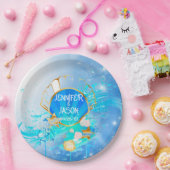 Blau und Gold unter dem Meeresthema Papier Plakat Pappteller (Party)