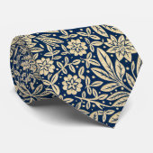 Blau und Gold Vintages Blumenmuster Krawatte (Gerollt)
