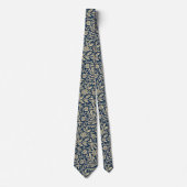 Blau und Gold Vintages Blumenmuster Krawatte (Vorderseite)