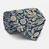 Blau und Gold Vintages Blumenmuster Krawatte (Gerollt)