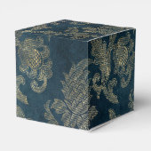 Blau und Gold Vintages Messe Damask Muster Geschenkschachtel (Rückseite)