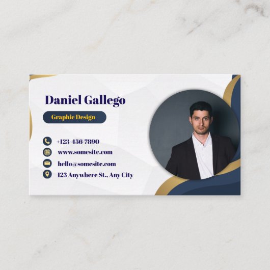 Blau und Gold Visitenkarte (Vorderseite)