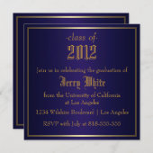 Blau-und GoldAbschluss Einladung (Vorne/Hinten)