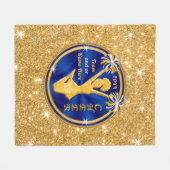 Blau-und Goldältere Beifall-Geschenke, Ihr TEXT, Fleecedecke (Vorderseite (Horizontal))