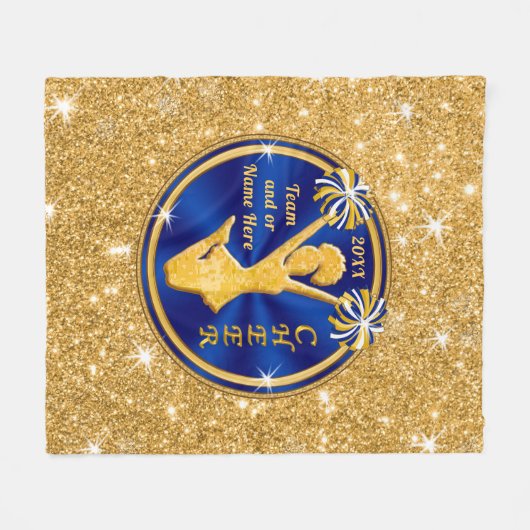 Blau-und Goldältere Beifall-Geschenke, Ihr TEXT, Fleecedecke (Vorderseite (Horizontal))