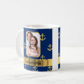 Blau- und Goldanker gemustert Kaffeetasse (Vorderseite Links)