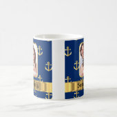 Blau- und Goldanker gemustert Kaffeetasse (Mittel)
