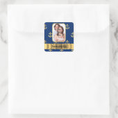 Blau- und Goldanker gemustert Quadratischer Aufkleber (Tasche)