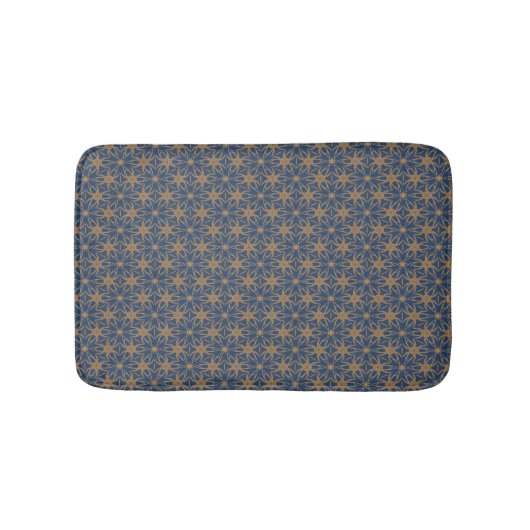 Blau- und Goldblätterdesign Badematte (Vorderseite)